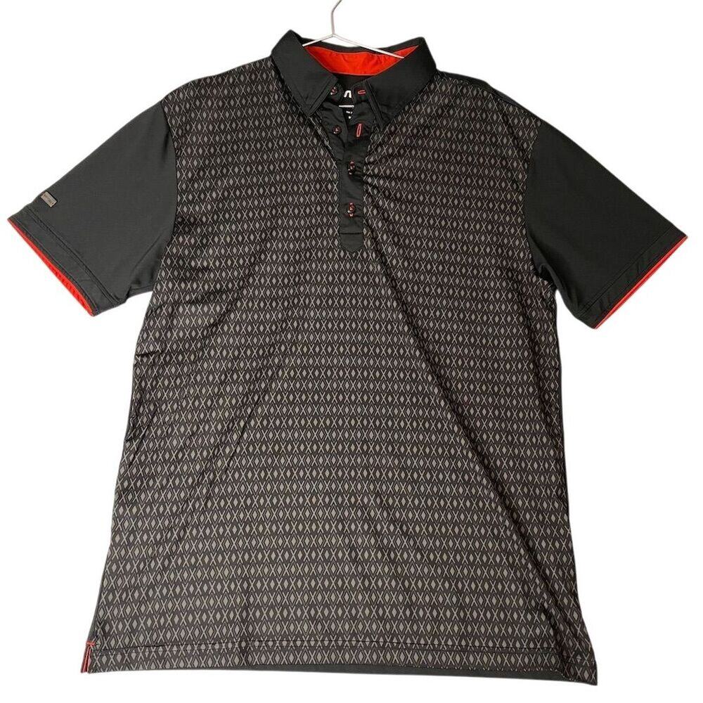 G-Mac by Kartel Men's Geometric Front Polo Golf Shirt Sz M Moisture-Wicking